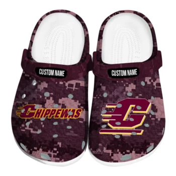 Central Michigan Chippewas Clogs - Personalized Digital Camo Maroon