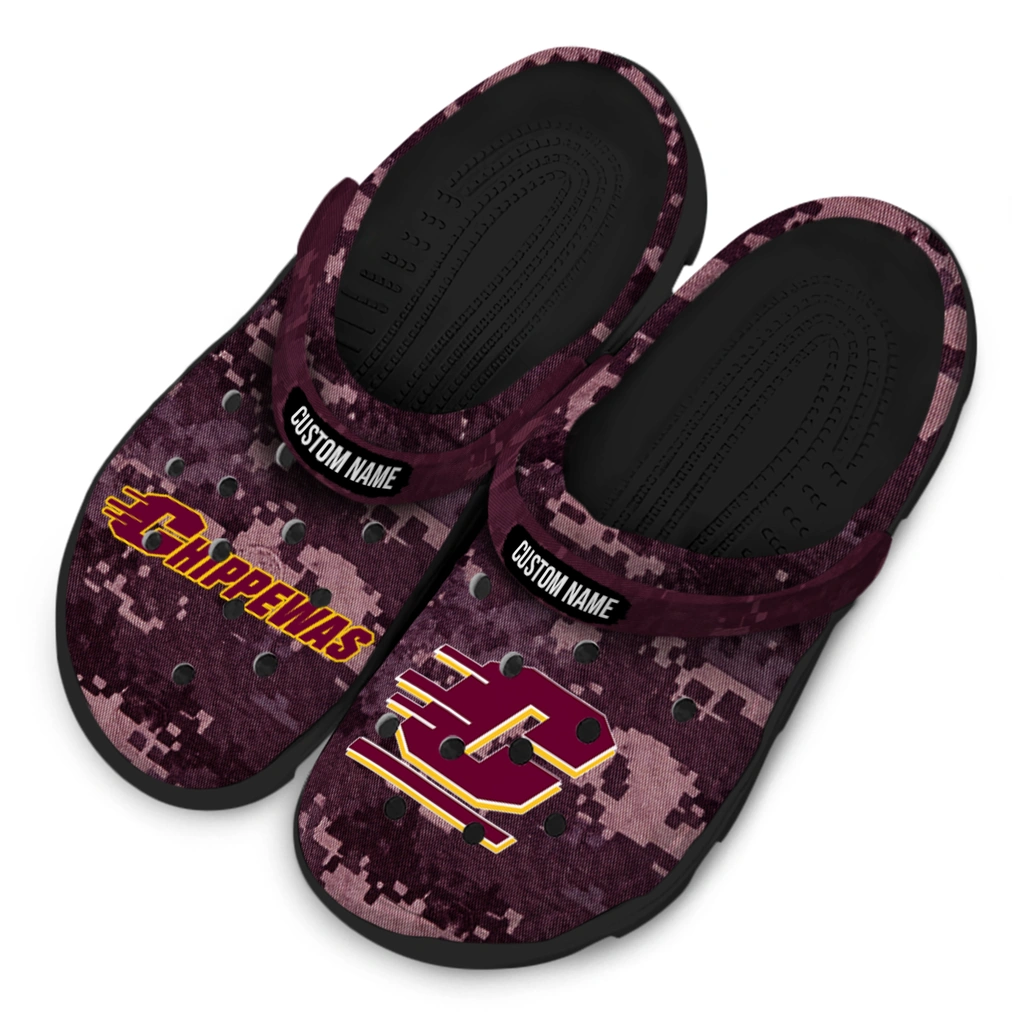 central-michigan-chippewas-clog-personalized-digital-camo-maroon-latest-model.webp
