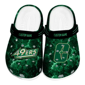 Charlotte 49ers Clogs - Custom Cracked Energy Green Black
