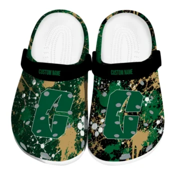 Charlotte 49ers Clogs - Custom Splatter Splash Green Black