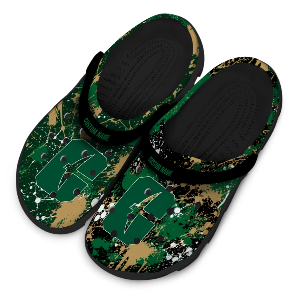 charlotte-49ers-clog-custom-splatter-splash-green-black-latest-model.webp