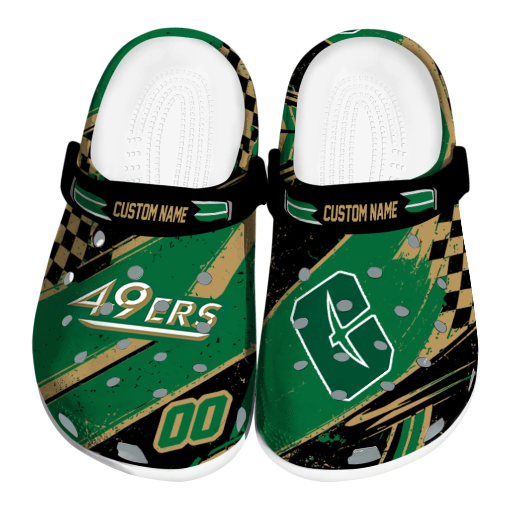 charlotte-49ers-clog-customized-checkered-streaks-green-black-best-selling.webp charlotte 49ers clog customized checkered streaks green black best selling