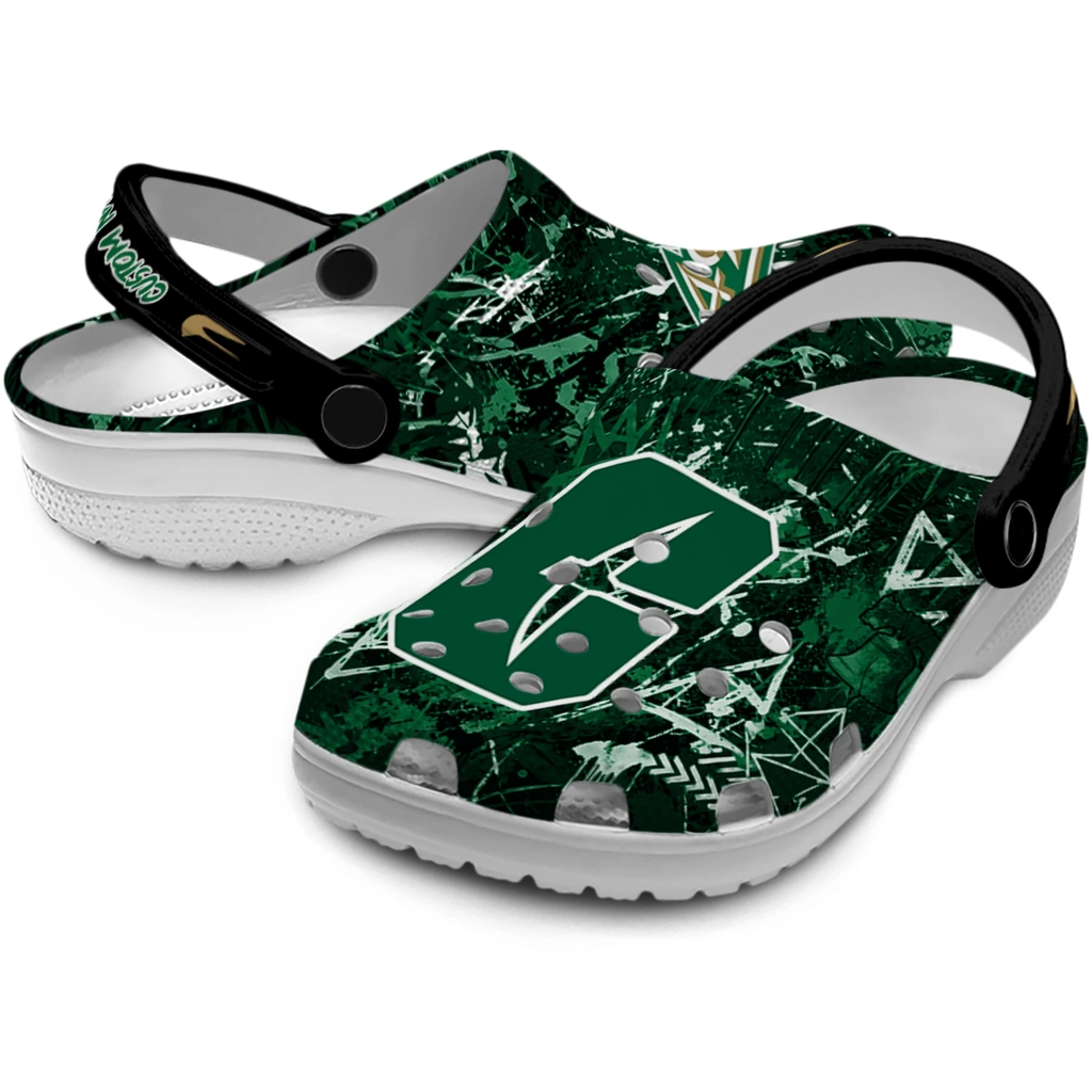 charlotte-49ers-clog-customized-graffiti-burst-green-black-high-quality.webp