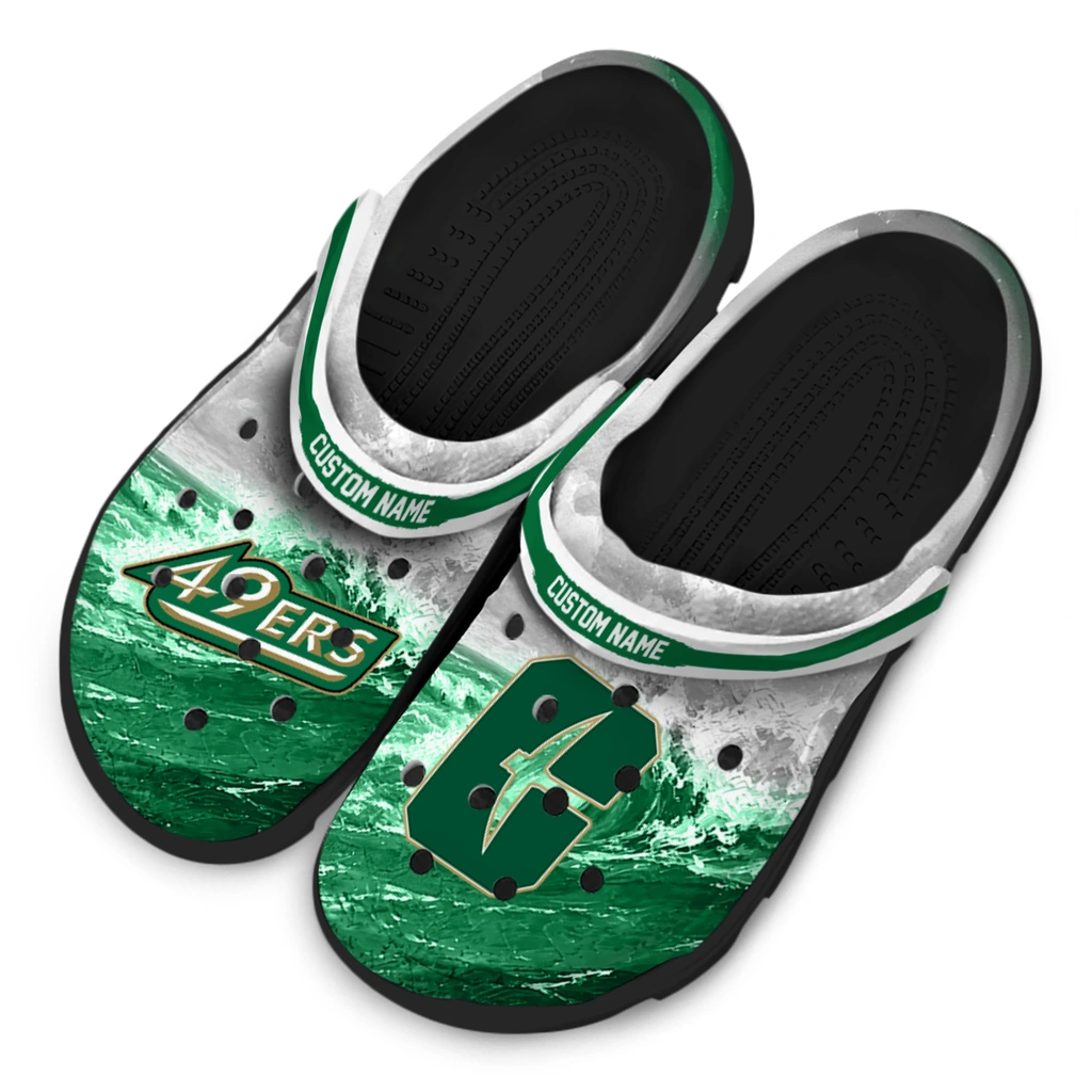 charlotte-49ers-clog-customized-wave-swirl-green-white-latest-model.webp