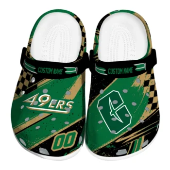 Charlotte 49ers Clogs - Personalized Circuit Geometry Green Black