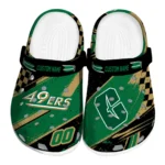 Charlotte 49ers Clogs – Customized Checkered Streaks Green Black 1