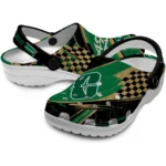 Charlotte 49ers Clogs – Customized Checkered Streaks Green Black 1