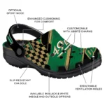 Charlotte 49ers Clogs – Customized Checkered Streaks Green Black 1