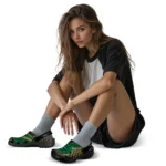 Charlotte 49ers Clogs – Customized Checkered Streaks Green Black 1