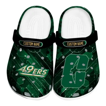Charlotte 49ers Clogs - Personalized Circuit Geometry Green Black