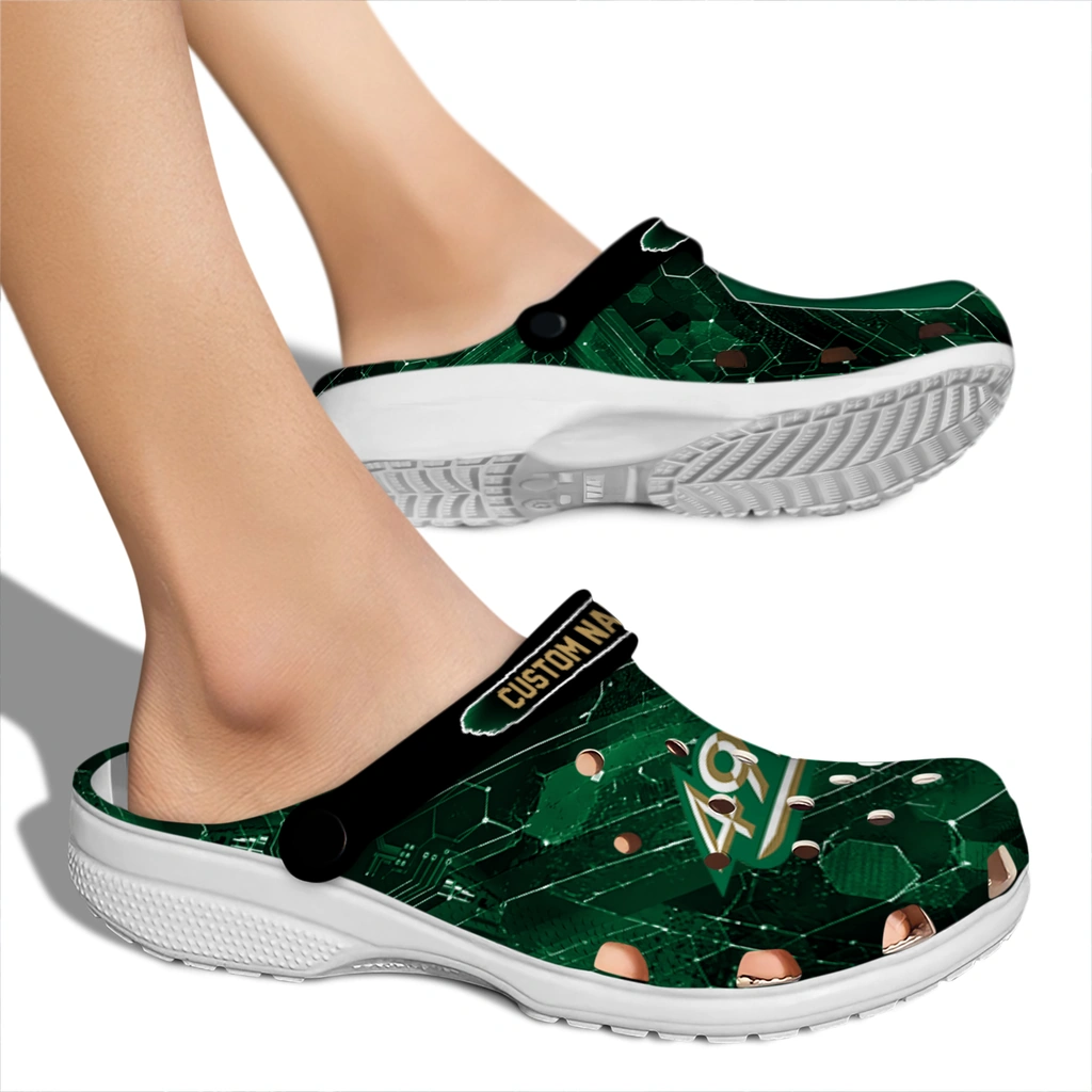 charlotte-49ers-clog-personalized-circuit-geometry-green-black-fashion-forward.webp