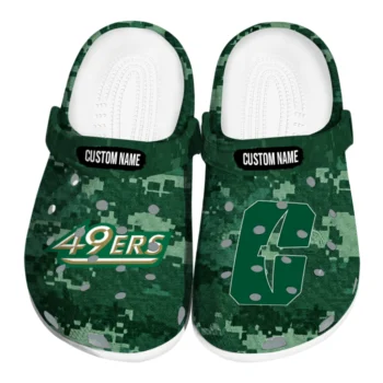 Charlotte 49ers Clogs - Personalized Digital Camo Green