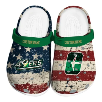 Charlotte 49ers Clogs - Personalized Distressed Stripes Green Red Blue