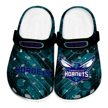 Charlotte Hornets Clogs - Customized Circuit Geometry Teal Black
