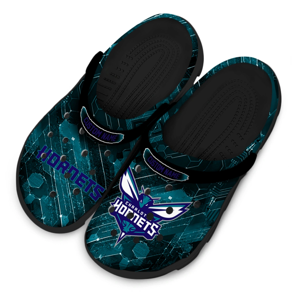 charlotte-hornets-clog-customized-circuit-geometry-teal-black-latest-model.webp
