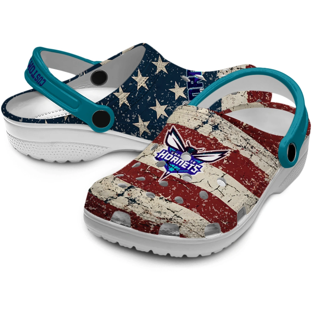 charlotte-hornets-clog-customized-distressed-stripes-teal-red-blue-high-quality.webp