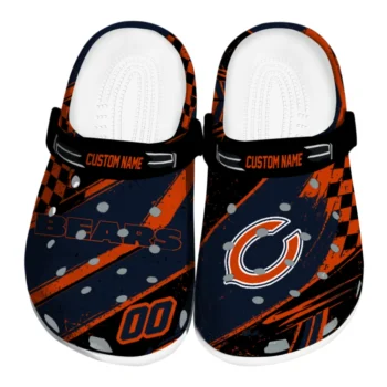 Chicago Bears Clogs - Custom Checkered Streaks Blue Black