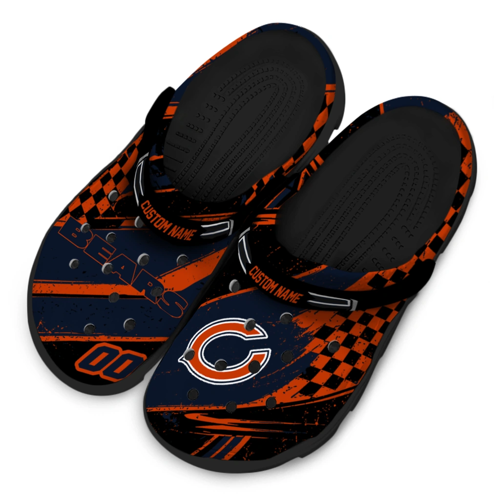 chicago-bears-clog-custom-checkered-streaks-blue-black-latest-model.webp