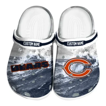 Chicago Bears Clogs - Custom Wave Swirl Blue White