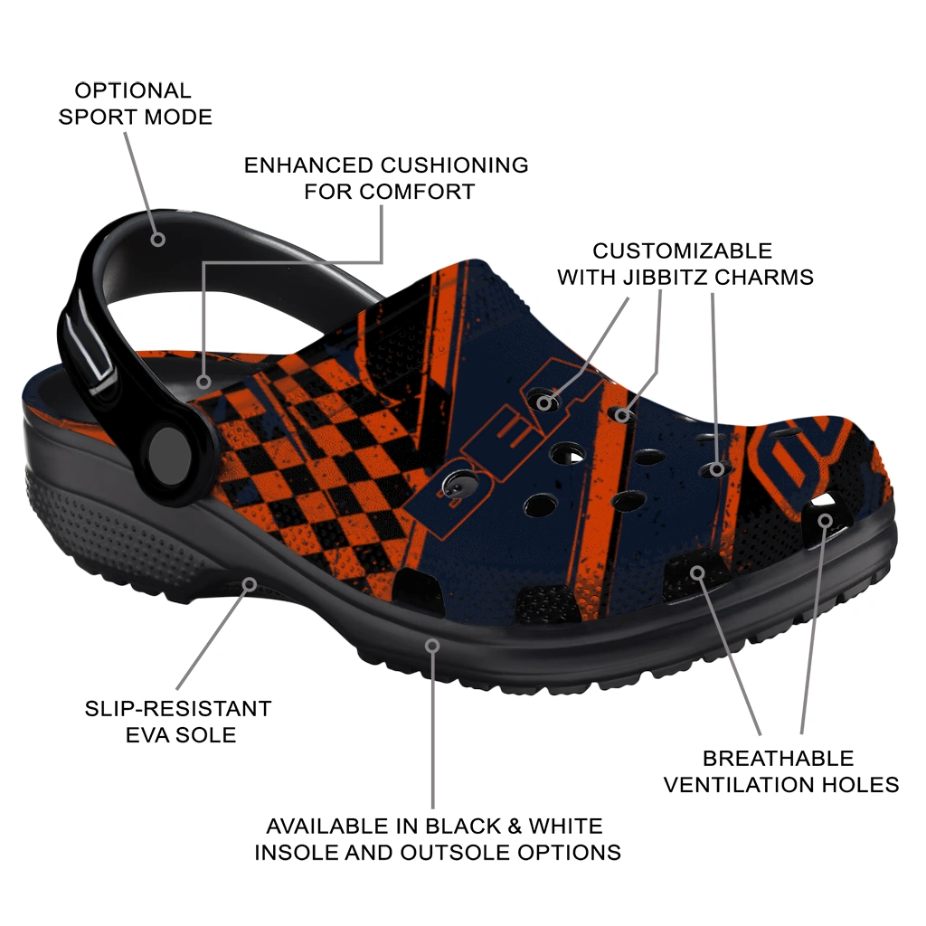 Chicago Bears Clogs - Customized Circuit Geometry Blue Black 5