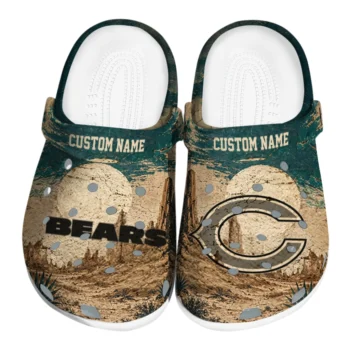 Chicago Bears Clogs - Customized Cracked Landscape Fir Green Beige