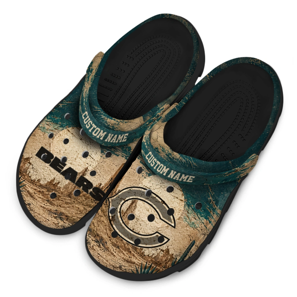 chicago-bears-clog-customized-cracked-landscape-fir-green-beige-latest-model.webp