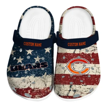 Chicago Bears Clogs - Customized Distressed Stripes Blue Red Blue