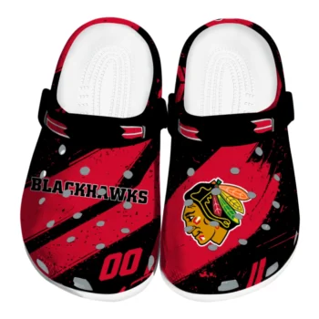 Chicago Blackhawks Clogs - Custom Checkered Streaks Red Black