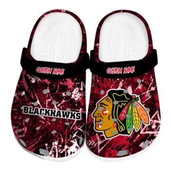 Chicago Blackhawks Clogs - Custom Graffiti Burst Red Black