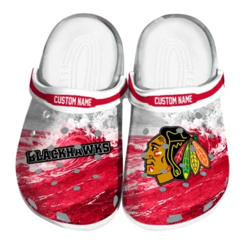Chicago Blackhawks Clogs - Custom Wave Swirl Red White