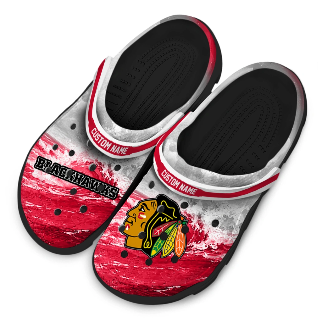 chicago-blackhawks-clog-custom-wave-swirl-red-white-latest-model.webp