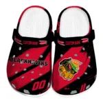 Chicago Blackhawks Clogs – Customized Circuit Geometry Red Black 1