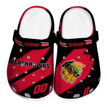 Chicago Blackhawks Clogs - Customized Circuit Geometry Red Black
