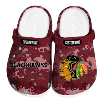 Chicago Blackhawks Clogs - Customized Digital Camo Red