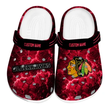 Chicago Blackhawks Clogs - Personalized Cracked Energy Red Black