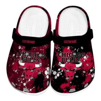 Chicago Bulls Clogs - Custom Splatter Splash Red Black