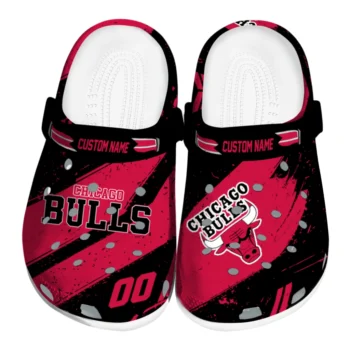 Chicago Bulls Clogs - Personalized Circuit Geometry Red Black