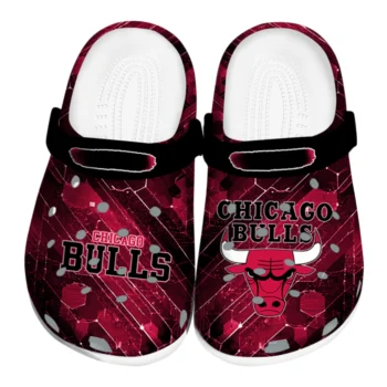 Chicago Bulls Clogs - Personalized Circuit Geometry Red Black