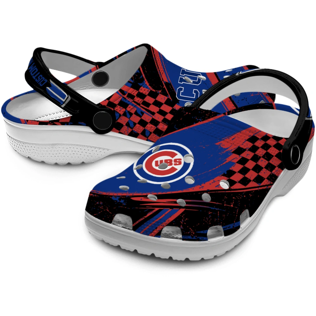 Chicago Cubs Clogs - Custom Circuit Geometry Blue Black 3