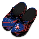 Chicago Cubs Clogs – Personalized Checkered Streaks Blue Black 1