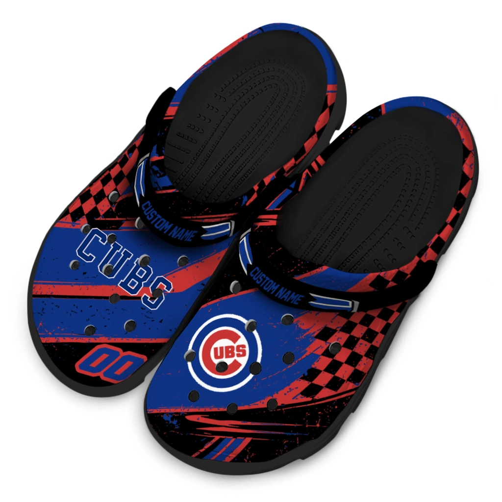 Chicago Cubs Clogs - Custom Circuit Geometry Blue Black 4