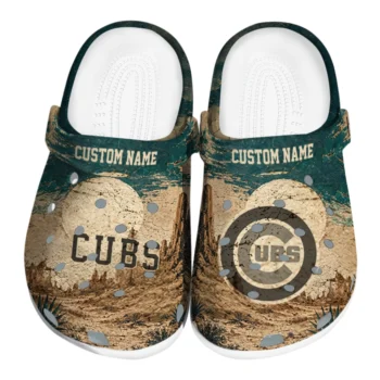 Chicago Cubs Clogs - Custom Cracked Landscape Fir Green Beige
