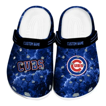 Chicago Cubs Clogs - Customized Cracked Energy Blue Black