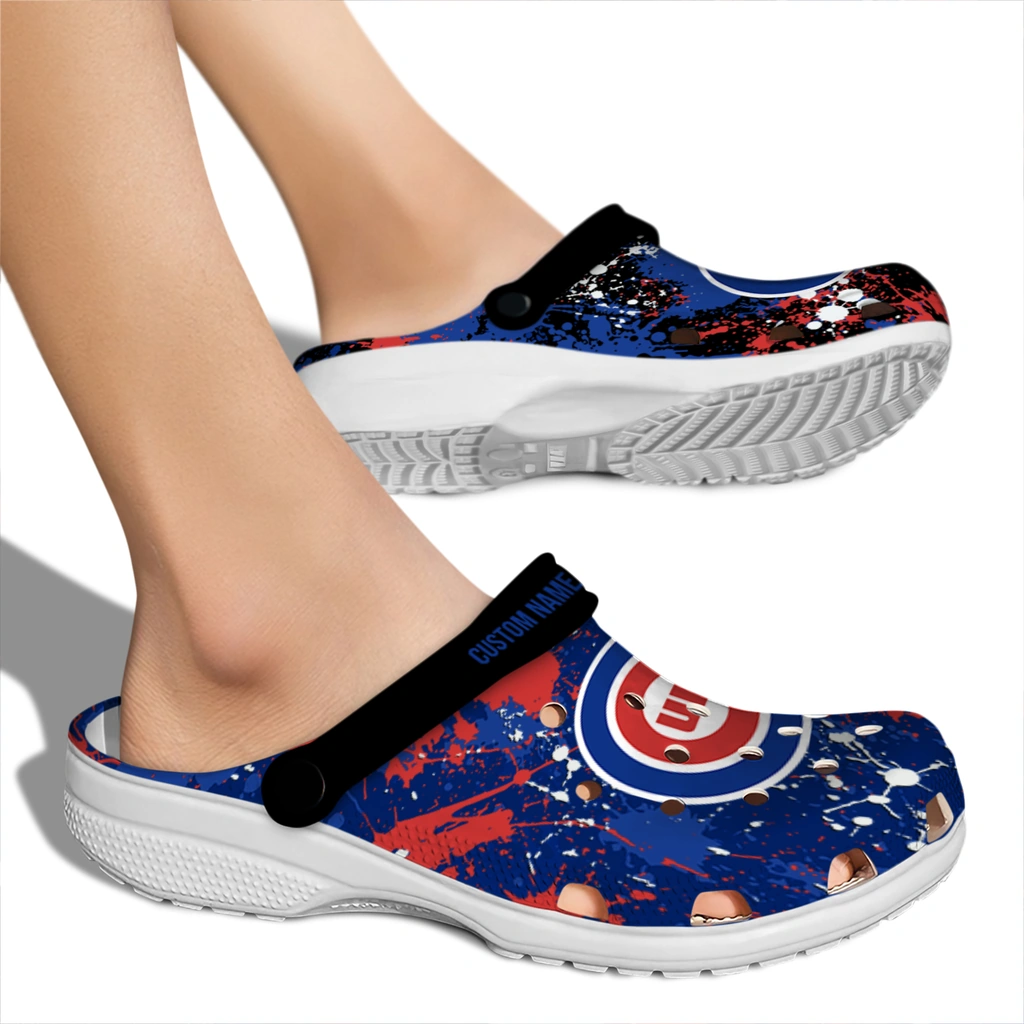 chicago-cubs-clog-customized-splatter-splash-blue-black-fashion-forward.webp