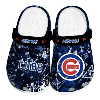 Chicago Cubs Clogs - Personalized Graffiti Burst Blue Black