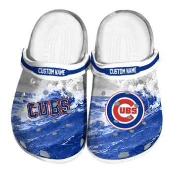 Chicago Cubs Clogs - Personalized Wave Swirl Blue White