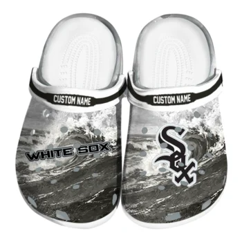 Chicago White Sox Clogs - Custom Wave Swirl Black White