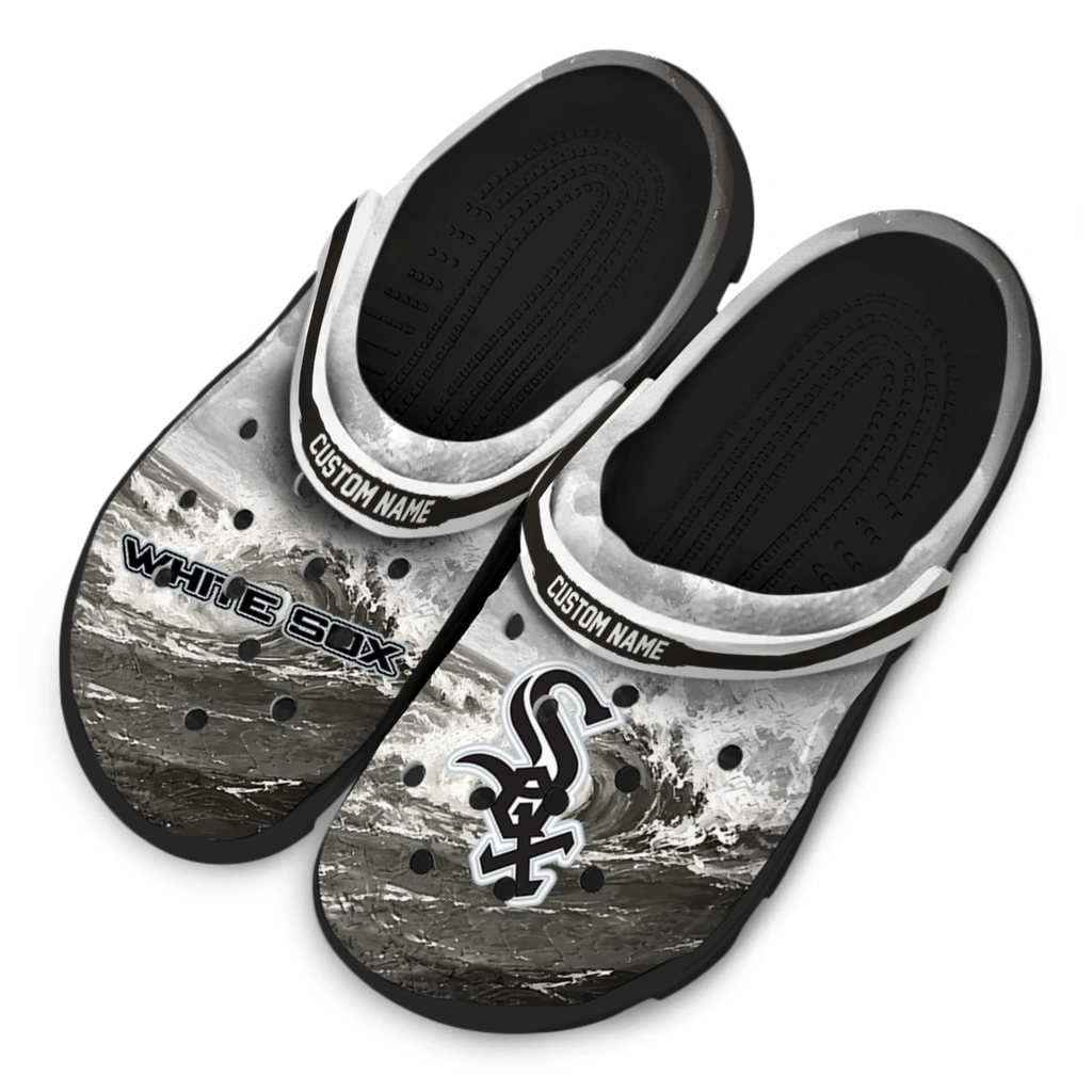 chicago-white-sox-clog-custom-wave-swirl-black-white-latest-model.webp