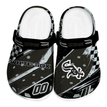 Chicago White Sox Clogs - Custom Checkered Streaks Black