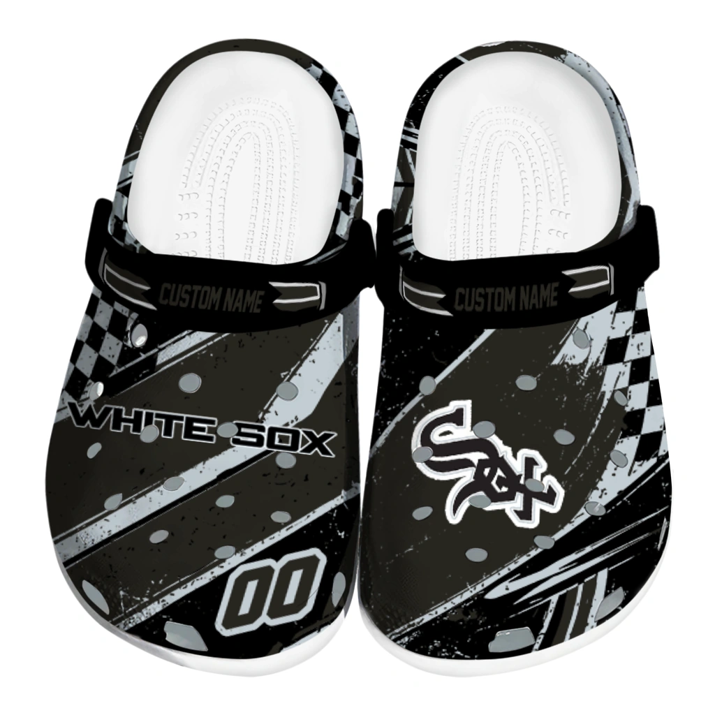 Chicago White Sox Clogs - Customized Circuit Geometry Black 1 chicago white sox clog customized checkered streaks black best selling 2